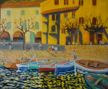 Painting titled ""Petit port de pêch…" by Emile Paya, Original Artwork, Oil