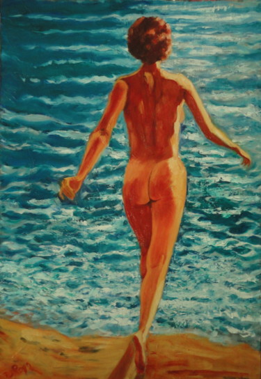 Schilderij getiteld ""Jeux d'eau"" door Emile Paya, Origineel Kunstwerk, Olie