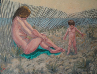 Peinture intitulée ""Dans les dunes"#ar…" par Emile Paya, Œuvre d'art originale, Huile