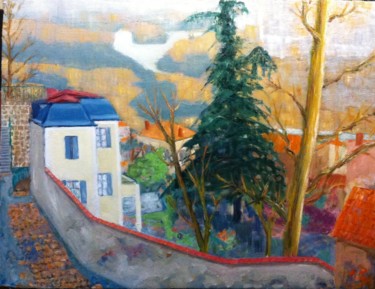 Schilderij getiteld ""Lac du Parc de la…" door Emile Paya, Origineel Kunstwerk, Olie