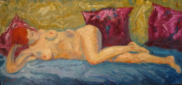 Pittura intitolato ""Le sofa"" da Emile Paya, Opera d'arte originale, Olio