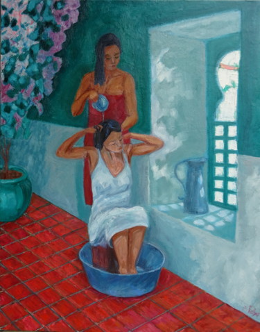 Pintura intitulada ""Femmes orientales"" por Emile Paya, Obras de arte originais, Óleo