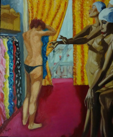 Peinture intitulée ""Esseyage"" par Emile Paya, Œuvre d'art originale, Huile