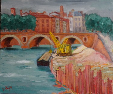 Painting titled ""Sablière sur la Ga…" by Emile Paya, Original Artwork, Oil