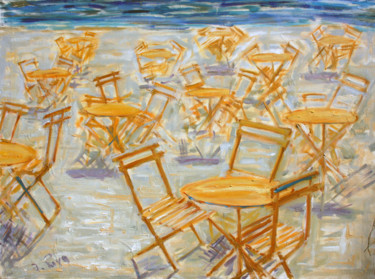 Peinture intitulée "La terrasse jaune" par Emile Paya, Œuvre d'art originale, Huile