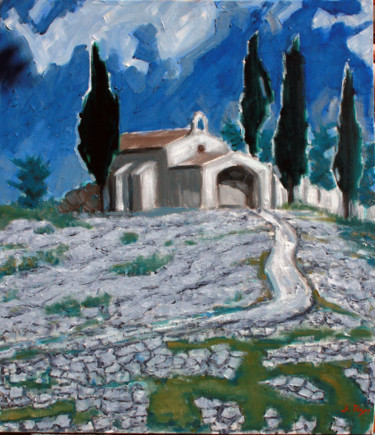 Painting titled "Chapelle Ste Sixte…" by Emile Paya, Original Artwork, Oil