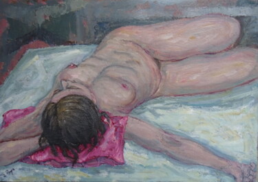 Картина под названием "Nu en raccourci." - Emile Paya, Подлинное произведение искусства, Масло