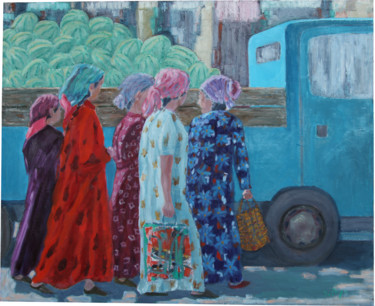 Painting titled "Femmes afganes" by Emile Paya, Original Artwork, Oil