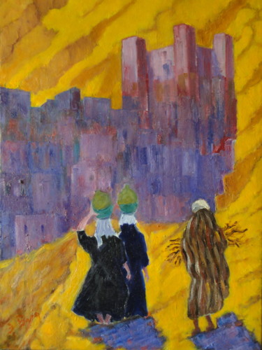 Painting titled "Femmes marocaines." by Emile Paya, Original Artwork, Oil