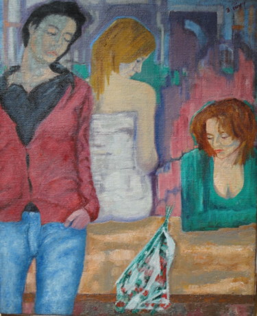Peinture intitulée "Trois femmes et un…" par Emile Paya, Œuvre d'art originale, Huile