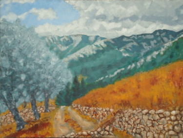 Painting titled ""Chemin dans les Mo…" by Emile Paya, Original Artwork, Oil