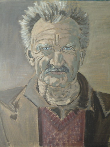 Schilderij getiteld "Portrait en grisail…" door Emile Paya, Origineel Kunstwerk, Olie Gemonteerd op Karton