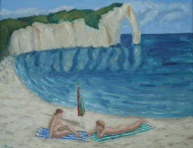 Peinture intitulée ""Bain de soleil à E…" par Emile Paya, Œuvre d'art originale, Huile