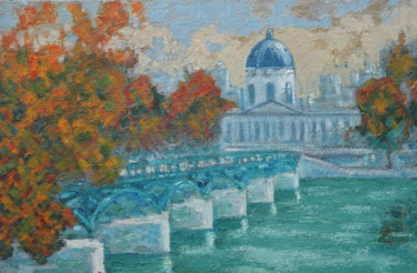 Peinture intitulée "PARIS, le Pont des…" par Emile Paya, Œuvre d'art originale, Huile