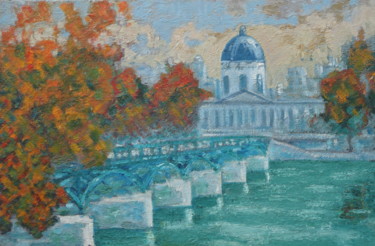 Painting titled "PARIS, le Pont des…" by Emile Paya, Original Artwork, Oil