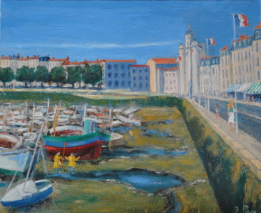 Peinture intitulée ""Bassin du Port de…" par Emile Paya, Œuvre d'art originale, Huile
