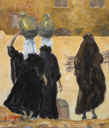 Peinture intitulée ""Les femmes de Tafr…" par Emile Paya, Œuvre d'art originale, Huile