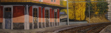 Peinture intitulée ""Gare désaffectée d…" par Emile Paya, Œuvre d'art originale, Huile