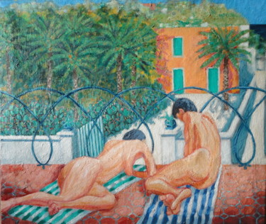 Peinture intitulée ""Méditerrenée"" par Emile Paya, Œuvre d'art originale, Huile