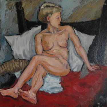Schilderij getiteld "Pose du modèle." door Emile Paya, Origineel Kunstwerk, Olie