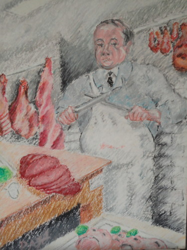 Painting titled ""Mon boucher"" by Emile Paya, Original Artwork, Pastel