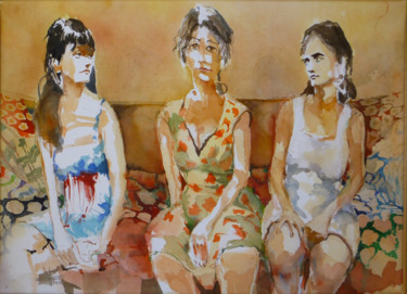 제목이 "Sur le sofa"인 미술작품 Émile Thibaut로, 원작, 수채화