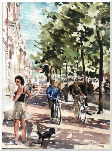 Peinture intitulée "Delft - Voorstraat" par Émile Thibaut, Œuvre d'art originale, Aquarelle