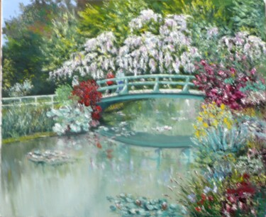 Peinture intitulée "chez Monet" par Emile Wouters, Œuvre d'art originale
