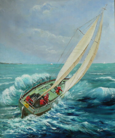 Peinture intitulée "mer démontée" par Emile Wouters, Œuvre d'art originale