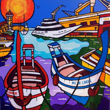 Peinture intitulée "Barques la ciotat" par Emile Moraldi, Œuvre d'art originale, Acrylique