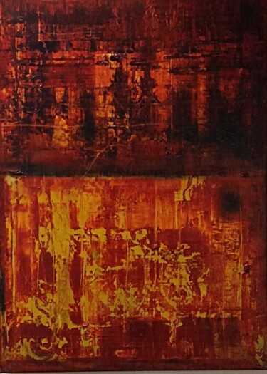 Painting titled "Lava" by Emili Vit, Original Artwork, Oil Mounted on Wood Stretcher frame