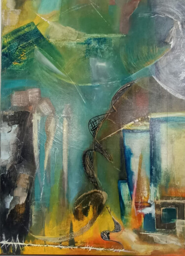 Картина под названием "Rebirth of the soul…" - Emili Vit, Подлинное произведение искусства, Масло Установлен на Деревянная п…