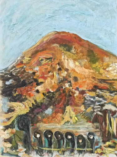 Pintura intitulada ""Etna: Eternal Guar…" por Emili Vit, Obras de arte originais, Óleo Montado em Armação em madeira