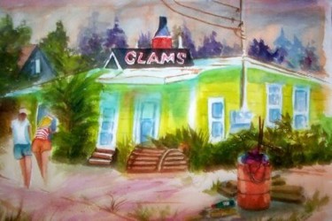 Painting titled "clams place" by Emilia, Original Artwork, Oil