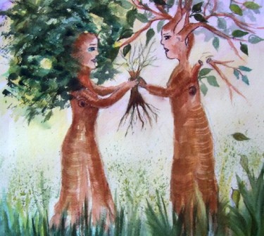 Painting titled "Save the Forest" by Emilia, Original Artwork, Oil