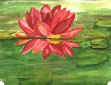 Painting titled "Water lilly on pond" by Emilia, Original Artwork
