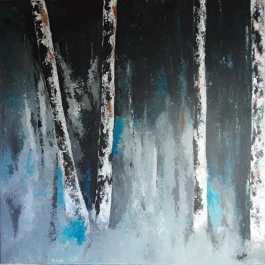 Painting titled "Sombre sous-bois" by Emilie Teofilo, Original Artwork, Acrylic