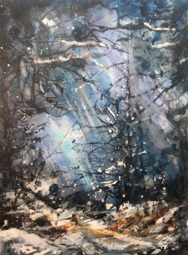 Картина под названием "Forêt féerique" - Emilian Alexianu, Подлинное произведение искусства, Акварель