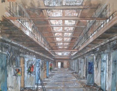 Peinture intitulée "Prison 1" par Emilian Alexianu, Œuvre d'art originale, Aquarelle