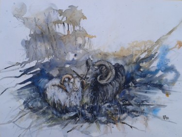 Idylle dans les Pyrénées Malerei mit dem Titel "Idylle dans les Pyr…" von Emilian Alexianu, Original-Kunstwerk, Aquarell