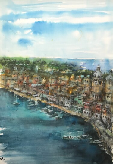 Painting titled "Italie 2" by Emilian Alexianu, Original Artwork, Watercolor