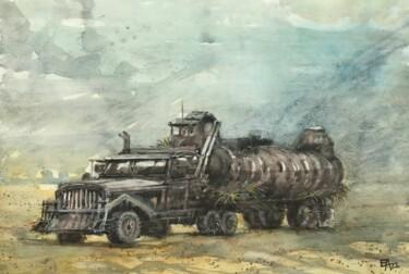 Malerei mit dem Titel "Le camion fou" von Emilian Alexianu, Original-Kunstwerk, Aquarell