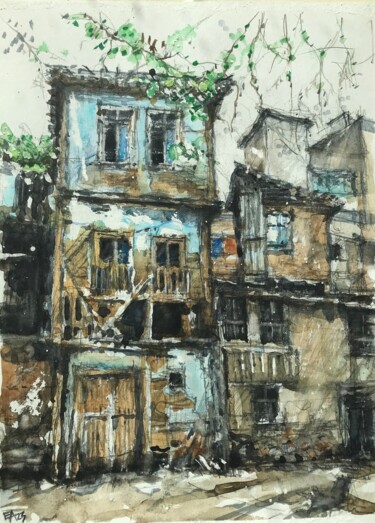 Painting titled "Vieille demeure 2" by Emilian Alexianu, Original Artwork, Watercolor