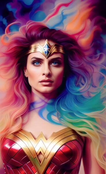 Digitale Kunst mit dem Titel "Wonder Woman" von Emiliano Buiatti, Original-Kunstwerk, KI-generiertes Bild