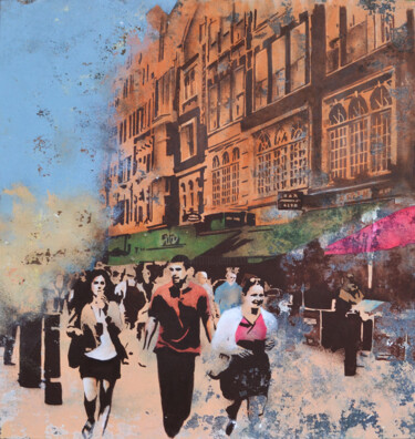Schilderij getiteld "Irving Street London" door Emiliano Stella, Origineel Kunstwerk, Acryl Gemonteerd op Houten paneel