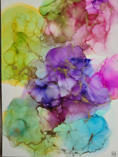 Malerei mit dem Titel "explosion florale" von Emilie Bousses, Original-Kunstwerk, Tinte