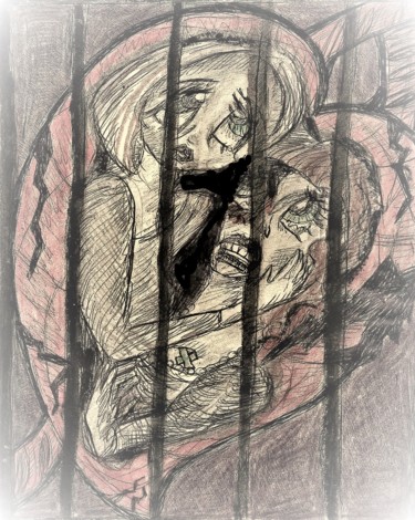 Peinture intitulée "La vie en cage" par Émilie Bronstein, Œuvre d'art originale