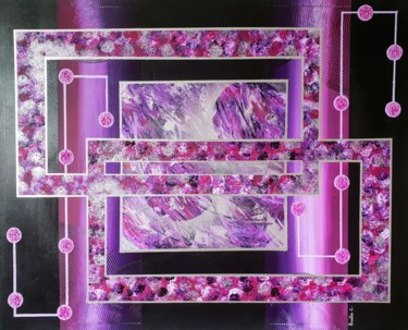 Peinture intitulée "Geometric purple" par Émilie Converset, Œuvre d'art originale, Acrylique