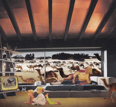 Collages intitulée "Camels" par Emilie Desault, Œuvre d'art originale, Collages