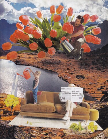 Collages titled "Gardening" by Emilie Desault, Original Artwork, Collages